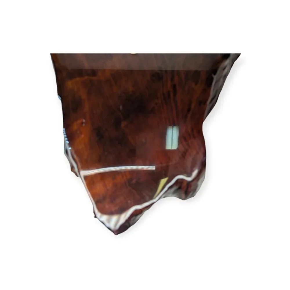 Vintage 1987 Lacquered Natural Wood Slab Wall Clock Battery Operated